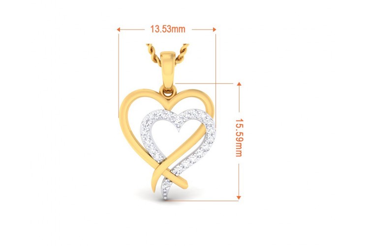 Caron diamond Heart Pendant in Gold